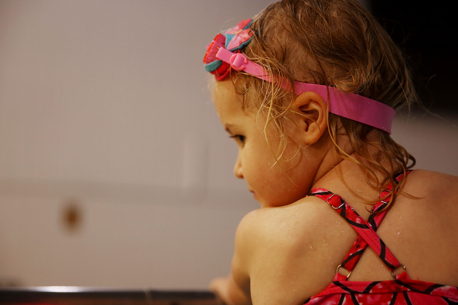Marin Pierson looks back over her shoulder while she waits for her teacher